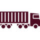 Maroon semi-truck icon on black background.