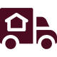 Moving truck icon with house symbol.